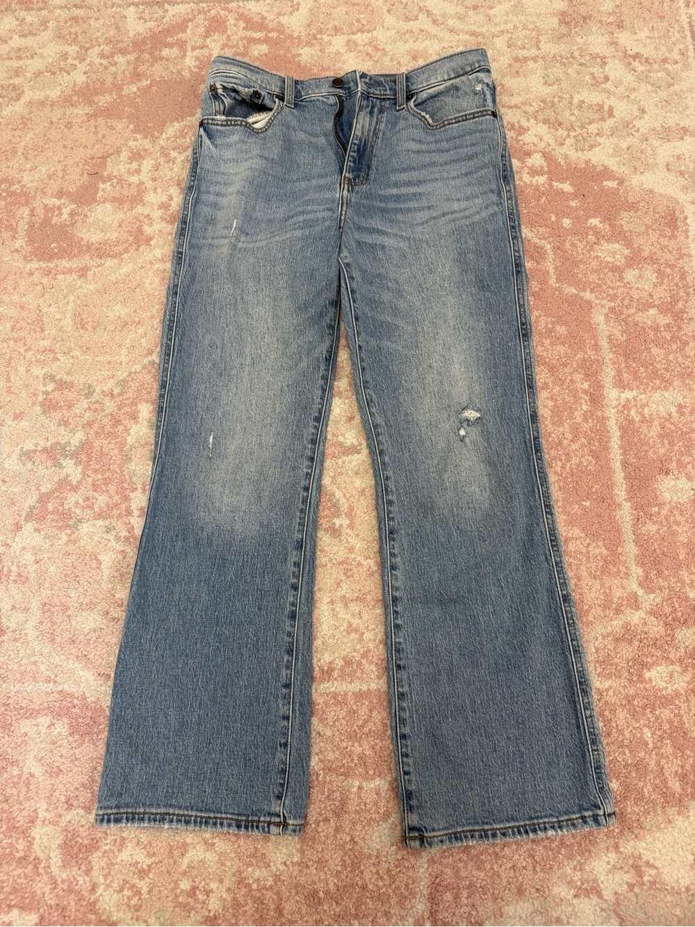 Women’s Blue Wide-Leg Distressed Jeans